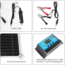Load image into Gallery viewer, 200 Watt Flexible Solar Panel Kit Dual 5V 12V USB Outputs 100A Solar Charge Controller for Home RV Grid Applications for Camping