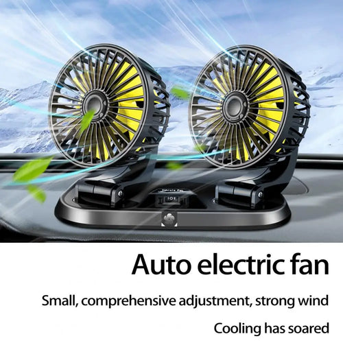 Car Fan 5/12/24V 2 Speeds Adjustable Cooling Dual Head Auto USB Cooler Air Fan Vehicle Supplies