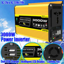 Load image into Gallery viewer, DC 12V To AC 110/220V Intelligent Power Inverter Dual USB Car Voltage Transformer 3000W Digital Power Inverter Built-in Fuse