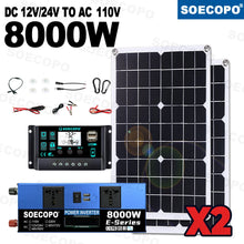 Load image into Gallery viewer, Easy Install Intelligent 8000W Peak Full Solar System Kit 2x500W Panel 100A Controller Inverter Generator for Home travel party