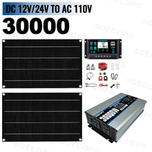 Load image into Gallery viewer, SOECOPO 30000W Easy-Install Flexible Solar Kit 2×600W Panel 100A Controller 110V 220V Inverter for Car,RV,Boat/Home Backup Power