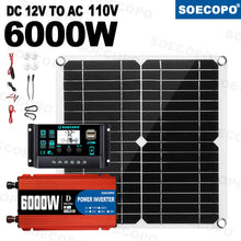 Load image into Gallery viewer, Multi-Protection No Noise 6000W Solar kit 300W Panel 100A Controller Inverter with Overload for car Emergency Prep RV Greenhouse