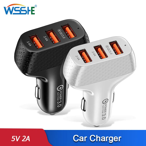 Car Charger 3 Ports USB 5V 2A  Quick Charge 3.0 Phone Adapter For iPhone 13 12 Xiaomi Huawei Samsung S22 Car Cigarette Lighter