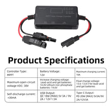 Load image into Gallery viewer, 12V 10A MPPT Solar Panel Charge Controller With Type-C And USB Output Designed For AGM Lifepo Batteries