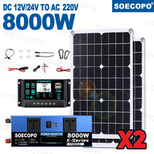 Load image into Gallery viewer, Easy Install Intelligent 8000W Peak Full Solar System Kit 2x500W Panel 100A Controller Inverter Generator for Home travel party