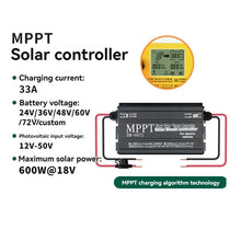 Load image into Gallery viewer, CQMF-BM6072 600W MPPT Boost Solar Charge Controller For 24V 36V 48V 60V 72V Battery System Solar Panel 12-50V Input Voltage