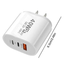 Load image into Gallery viewer, 40W USB C Charger Quick Charge 3.0 USB Wall Charger PD Type C Phone Charger Power Adapter For iPhone 14 Xiaomi13 HuaweiSamsung
