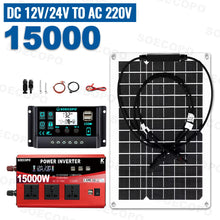 Load image into Gallery viewer, 15000W Peak Solar System Kit 600W Panel DC 12V/24V To AC 110V/220V Inverter 100A Controller Complete Off Grid For Camping/Home