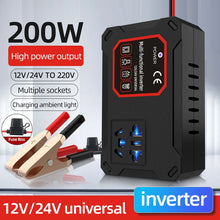 Load image into Gallery viewer, 200W 12V/24V To 220V Converter Charger Adapter Universal Socket Portable Vehicle-mounted Home Auto Inverters Car Power Inverter