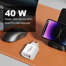 Load image into Gallery viewer, 40W USB C Charger Quick Charge 3.0 USB Wall Charger PD Type C Phone Charger Power Adapter For iPhone 14 Xiaomi13 HuaweiSamsung