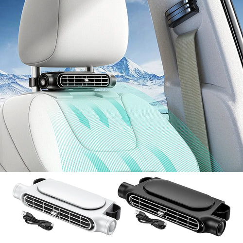Car Seat Fan Backseat Cooling Fan Front Rear Seat Headrest Cooling Air Fan USB Powered Adjustable Strap Car Interior decor Fan