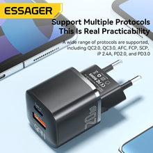 Load image into Gallery viewer, Essager 20W GaN USB Type C Charger PD Fast Charge Phone QC 3.0 Quick Chargers For iPhone 14 13 12 11 Pro Max Mini iPad Charging