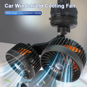 Car Cooling Fan  Practical with Large Suction Cup Powerful  Dual Head USB Car Fan Auto Accessories