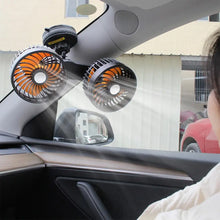 Load image into Gallery viewer, Car Cooling Fan  Practical with Large Suction Cup Powerful  Dual Head USB Car Fan Auto Accessories