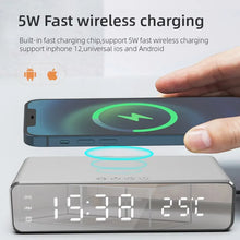 Load image into Gallery viewer, Wireless Charger Time Alarm Clock LED Digital Thermometer Earphone Phone Chargers Fast Charging Dock Station for iPhone Samsung