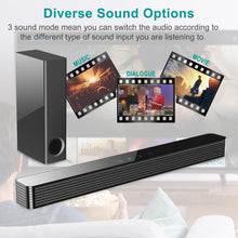 Load image into Gallery viewer, 120W Bluetooth Soundbar With Subwoofer Wired Soundbar Bluetooth Speaker For TV Bass Adjustable Surround Sound For Home Theater