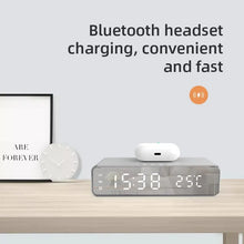 Load image into Gallery viewer, Wireless Charger Time Alarm Clock LED Digital Thermometer Earphone Phone Chargers Fast Charging Dock Station for iPhone Samsung