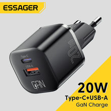 Load image into Gallery viewer, Essager 20W GaN USB Type C Charger PD Fast Charge Phone QC 3.0 Quick Chargers For iPhone 14 13 12 11 Pro Max Mini iPad Charging