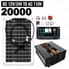 Load image into Gallery viewer, 20000W Peak Solar System Kit 600W Panel DC 12V/24V To AC 110V/220V Inverter 100A Controller Complete Off Grid for Home Camping