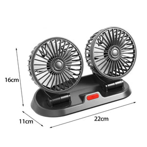 Car Fan 5/12/24V 2 Speeds Adjustable Cooling Dual Head Auto USB Cooler Air Fan Vehicle Supplies