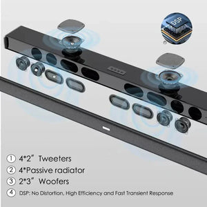 99cm Length TV Sound Bar HIFI Echo Wall Cinema Leval Bluetooth Speaker Support HDMI AUX U Disk Home Wireless Stereo Subwoofer