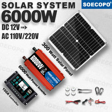 Load image into Gallery viewer, Multi-Protection No Noise 6000W Solar kit 300W Panel 100A Controller Inverter with Overload for car Emergency Prep RV Greenhouse