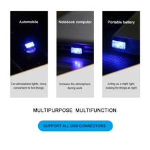 Load image into Gallery viewer, Mini USB LED Car Light Ambient Night Light Decorative Neon Lamp Auto Interior Atmosphere Emergency PC Mobile Power Charging