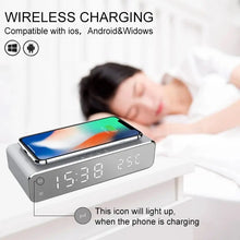 Load image into Gallery viewer, Wireless Charger Time Alarm Clock LED Digital Thermometer Earphone Phone Chargers Fast Charging Dock Station for iPhone Samsung