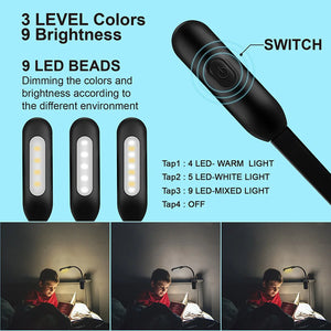 Mini LED Book Light Night Light LED Reading Light USB Flexible Clip Lamp Mini LED Lights Warm Cool White Light