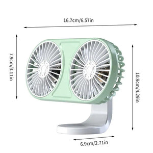 Car USB Fan With Dual Head Portable Quiet Cooling Fan Adjustable 3 Wind Speed Adjustable 3 Wind Speed Quiet Small USB Fan For