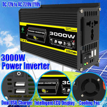 Load image into Gallery viewer, DC 12V To AC 110/220V Intelligent Power Inverter Dual USB Car Voltage Transformer 3000W Digital Power Inverter Built-in Fuse