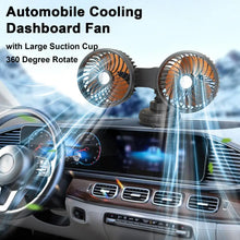 Load image into Gallery viewer, Car Cooling Fan  Practical with Large Suction Cup Powerful  Dual Head USB Car Fan Auto Accessories