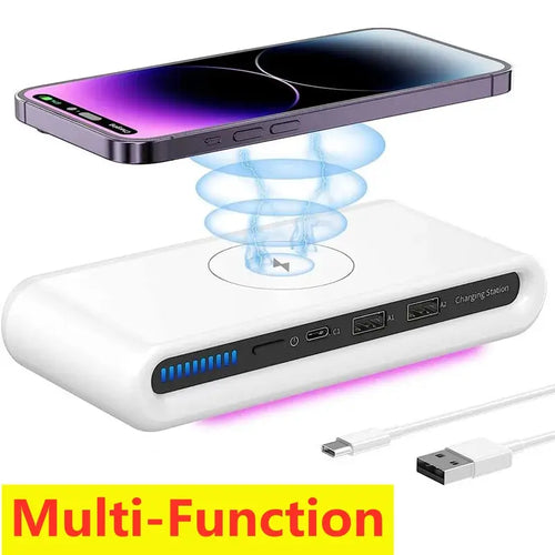 4 In 1 Wireless Charger Pad Stand LED Light Type C PD USB Charger for iPhone Samsung Xiaomi Phone Chargers Fast Charging Station