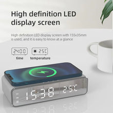 Load image into Gallery viewer, Wireless Charger Time Alarm Clock LED Digital Thermometer Earphone Phone Chargers Fast Charging Dock Station for iPhone Samsung