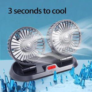 Car Fan 5/12/24V 2 Speeds Adjustable Cooling Dual Head Auto USB Cooler Air Fan Vehicle Supplies